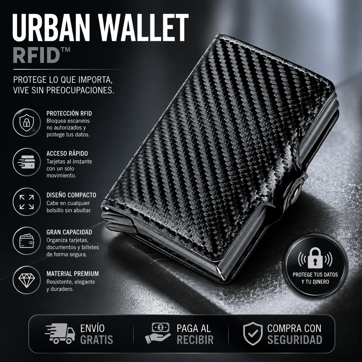 URBAN WALLET RFID™ - BILLETERA DOBLE RANURA ANTICLONACIÓN